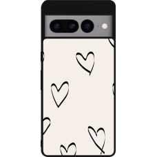 Google Pixel 7 Pro Case Hülle - Silikon schwarz Valentine 2023 minimalist hearts