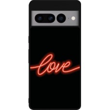 Google Pixel 7 Pro Case Hülle - Silikon schwarz Valentine 2023 neon love