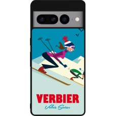 Google Pixel 7 Pro Case Hülle - Silikon schwarz Verbier Ski Downhill