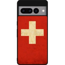 Google Pixel 7 Pro Case Hülle - Silikon schwarz Vintage Flag SWISS
