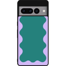 Google Pixel 7 Pro Case Hülle - Silikon schwarz Wavy Rectangle Green Purple