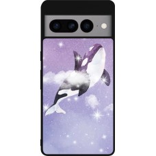 Google Pixel 7 Pro Case Hülle - Silikon schwarz Whale in sparking stars