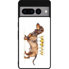 Google Pixel 7 Pro Case Hülle - Silikon schwarz Wine Teckel
