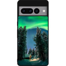 Google Pixel 7 Pro Case Hülle - Silikon schwarz Winter 22 Northern Lights
