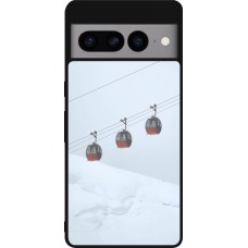 Google Pixel 7 Pro Case Hülle - Silikon schwarz Winter 22 ski lift
