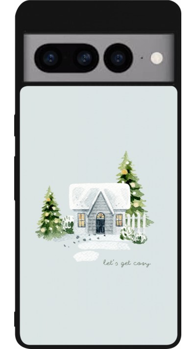 Coque Google Pixel 7 Pro - Silicone rigide noir Winter 25 Cosy House