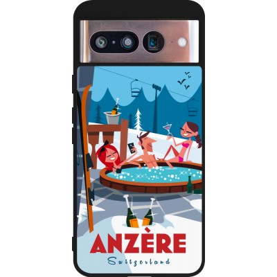 Google Pixel 8 Case Hülle - Silikon schwarz Anzère Mountain Jacuzzi