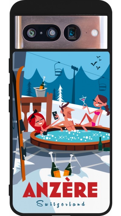 Google Pixel 8 Case Hülle - Silikon schwarz Anzère Mountain Jacuzzi