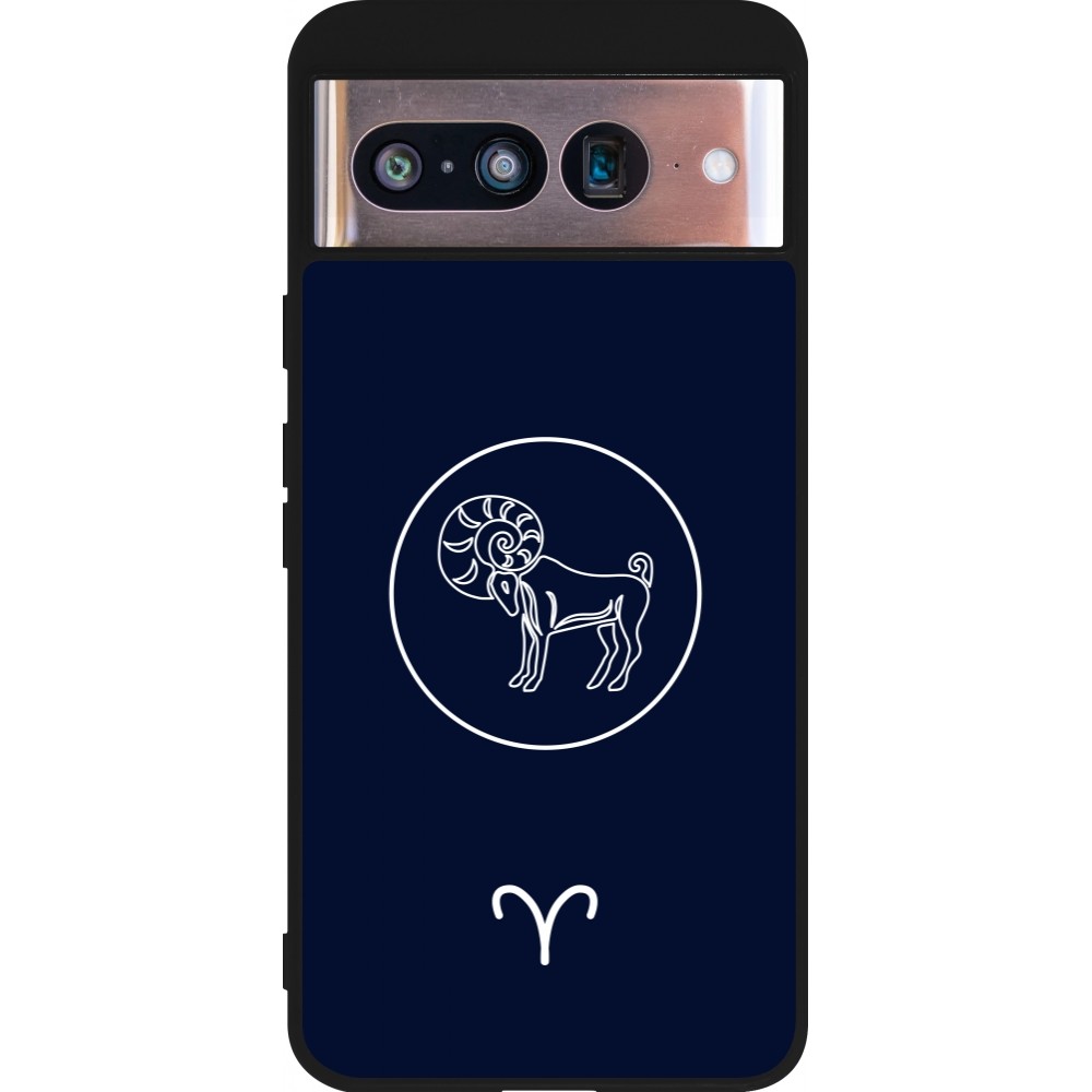Google Pixel 8 Case Hülle - Silikon schwarz Astrologie Widder