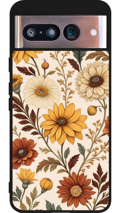 Google Pixel 8 Case Hülle - Silikon schwarz Autumn 25 Flower pattern