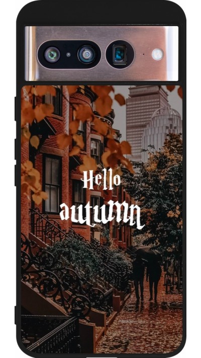 Google Pixel 8 Case Hülle - Silikon schwarz Autumn 25 Hello autumn