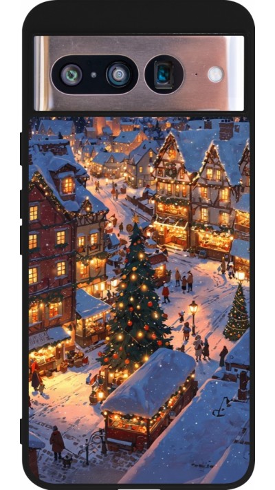 Google Pixel 8 Case Hülle - Silikon schwarz Christmas 25 Xmas Village