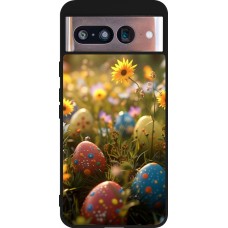 Google Pixel 8 Case Hülle - Silikon schwarz Easter 2026 Decorated eggs