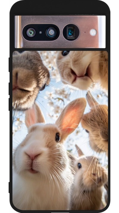 Google Pixel 8 Case Hülle - Silikon schwarz Easter 2026 Rabbits