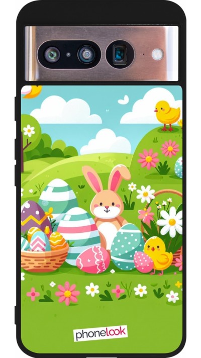 Google Pixel 8 Case Hülle - Silikon schwarz Ostern 2025 Gruen