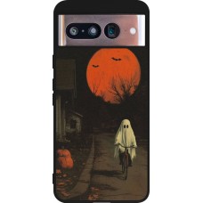 Google Pixel 8 Case Hülle - Silikon schwarz Halloween 2025 Ghost on a bicycle