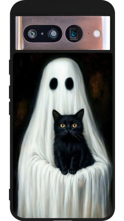 Google Pixel 8 Case Hülle - Silikon schwarz Halloween 2025 Ghost with black cat