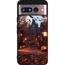 Google Pixel 8 Case Hülle - Silikon schwarz Halloween 2025 Haunted house