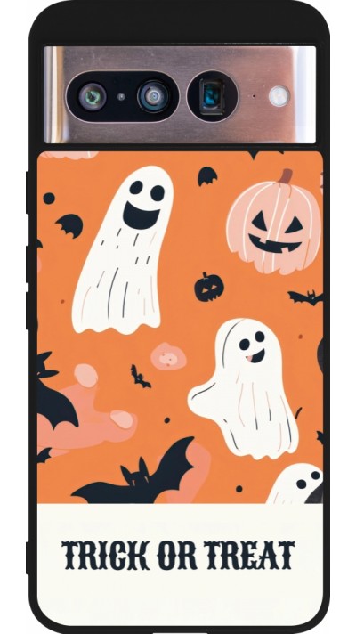 Google Pixel 8 Case Hülle - Silikon schwarz Halloween 2025 Trick treat