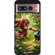 Google Pixel 8 Case Hülle - Silikon schwarz Tropischer Dschungel Tayrona