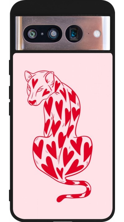 Google Pixel 8 Case Hülle - Silikon schwarz Leopard with hearts 2026