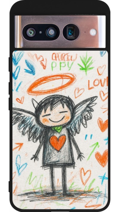 Google Pixel 8 Case Hülle - Silikon schwarz Little Angel Sketch Love