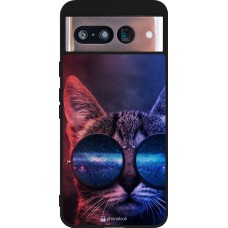 Google Pixel 8 Case Hülle - Silikon schwarz Red Blue Cat Glasses