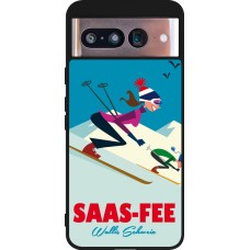 Google Pixel 8 Case Hülle - Silikon schwarz Saas-Fee Ski Downhill