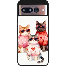 Google Pixel 8 Case Hülle - Silikon schwarz Saint Valentines Day 26 Cat Love
