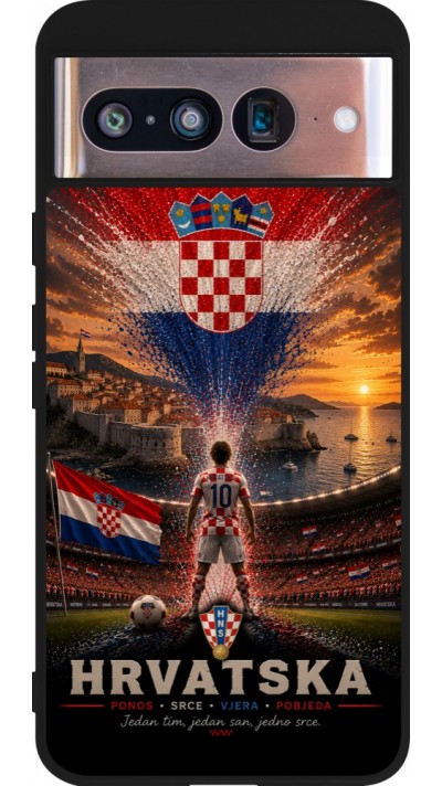 Google Pixel 8 Case Hülle - Silikon schwarz Fussball Kroatien splash 2026