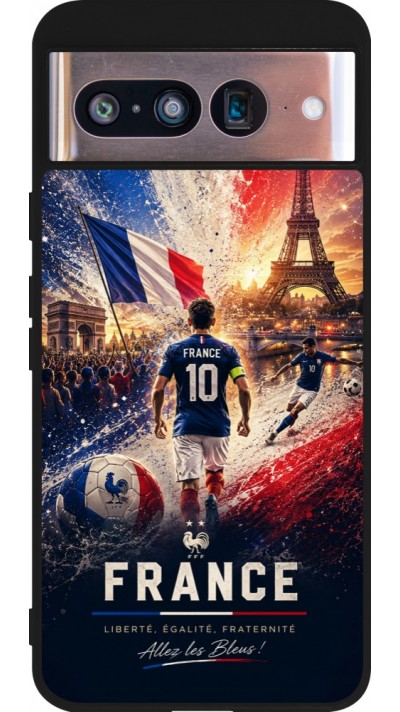 Google Pixel 8 Case Hülle - Silikon schwarz Fussball Frankreich splash 2026