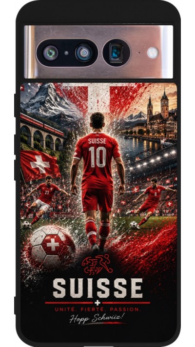 Google Pixel 8 Case Hülle - Silikon schwarz Fussball Suisse splash 2026