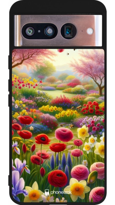 Google Pixel 8 Case Hülle - Silikon schwarz Frühling 25 Strauß Frühling