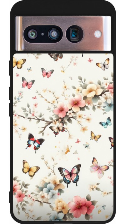 Google Pixel 8 Case Hülle - Silikon schwarz Frühling 25 Leichte Schmetterlinge