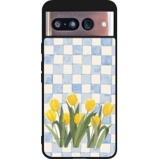 Google Pixel 8 Case Hülle - Silikon schwarz Blue vichy tulips 2026