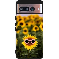 Google Pixel 8 Case Hülle - Silikon schwarz Sunflower with glasses 2026