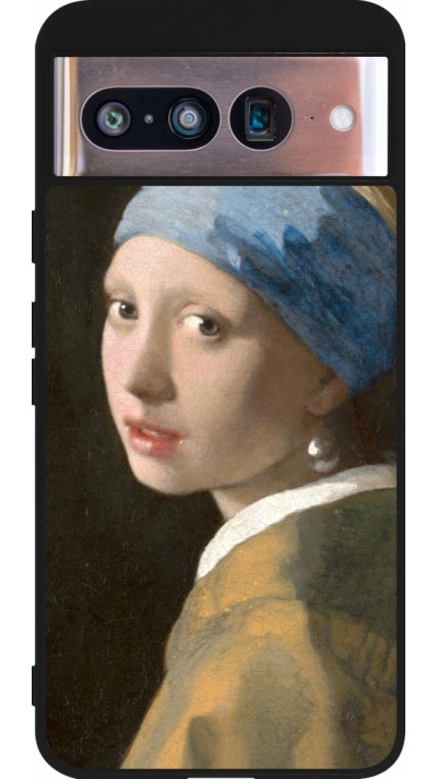 Google Pixel 8 Case Hülle - Silikon schwarz Kunstbild - Das Mädchen mit dem Perlenohrring - Jan Vermeer