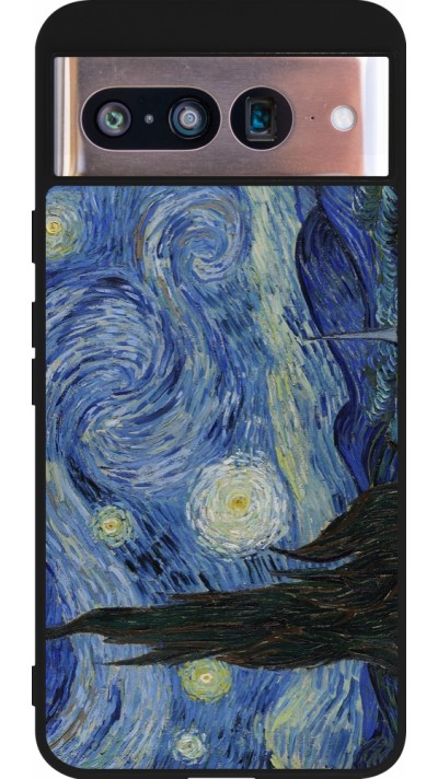 Coque Google Pixel 8 - Silicone rigide noir Tableau art - La Nuit étoilée - Van Gogh