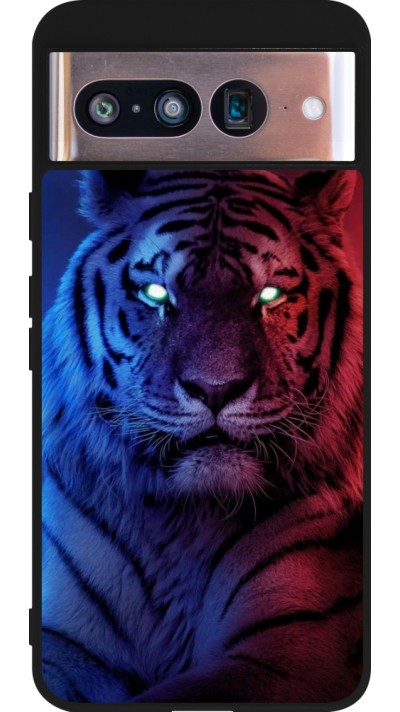 Google Pixel 8 Case Hülle - Silikon schwarz Tiger Blue Red