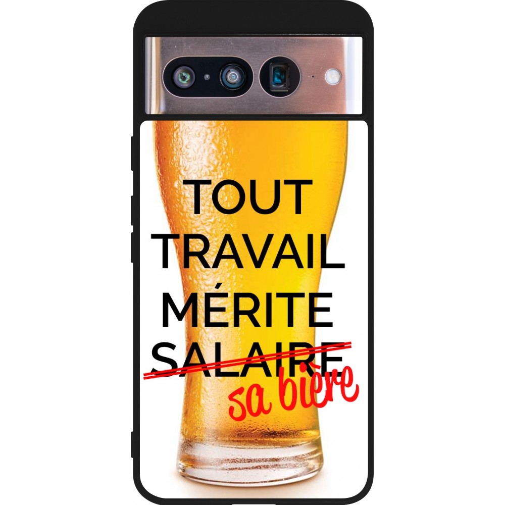 Google Pixel 8 Case Hülle - Silikon schwarz Tout travail mérite sa bière