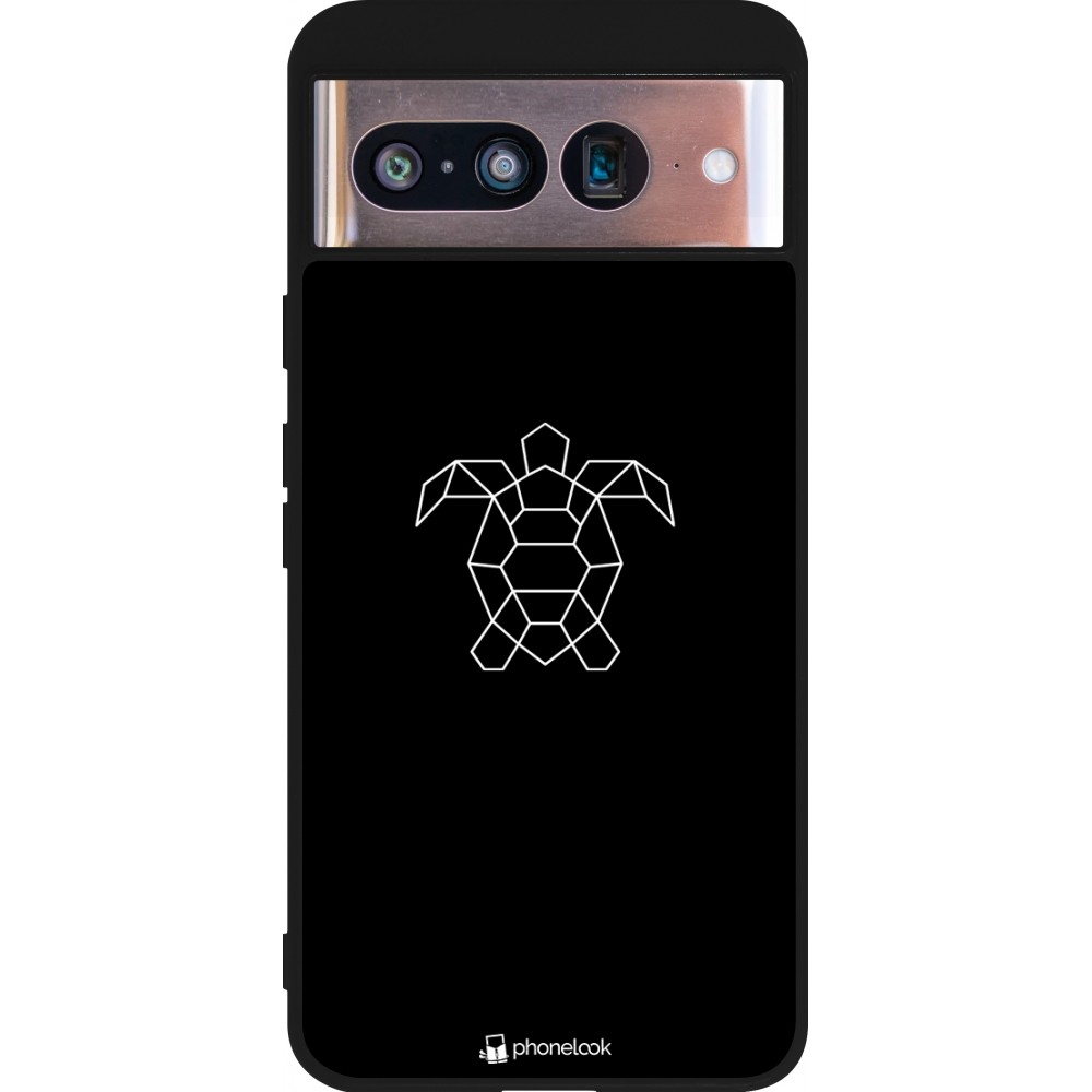 Google Pixel 8 Case Hülle - Silikon schwarz Turtles lines on black