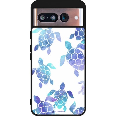 Google Pixel 8 Case Hülle - Silikon schwarz Turtles pattern watercolor