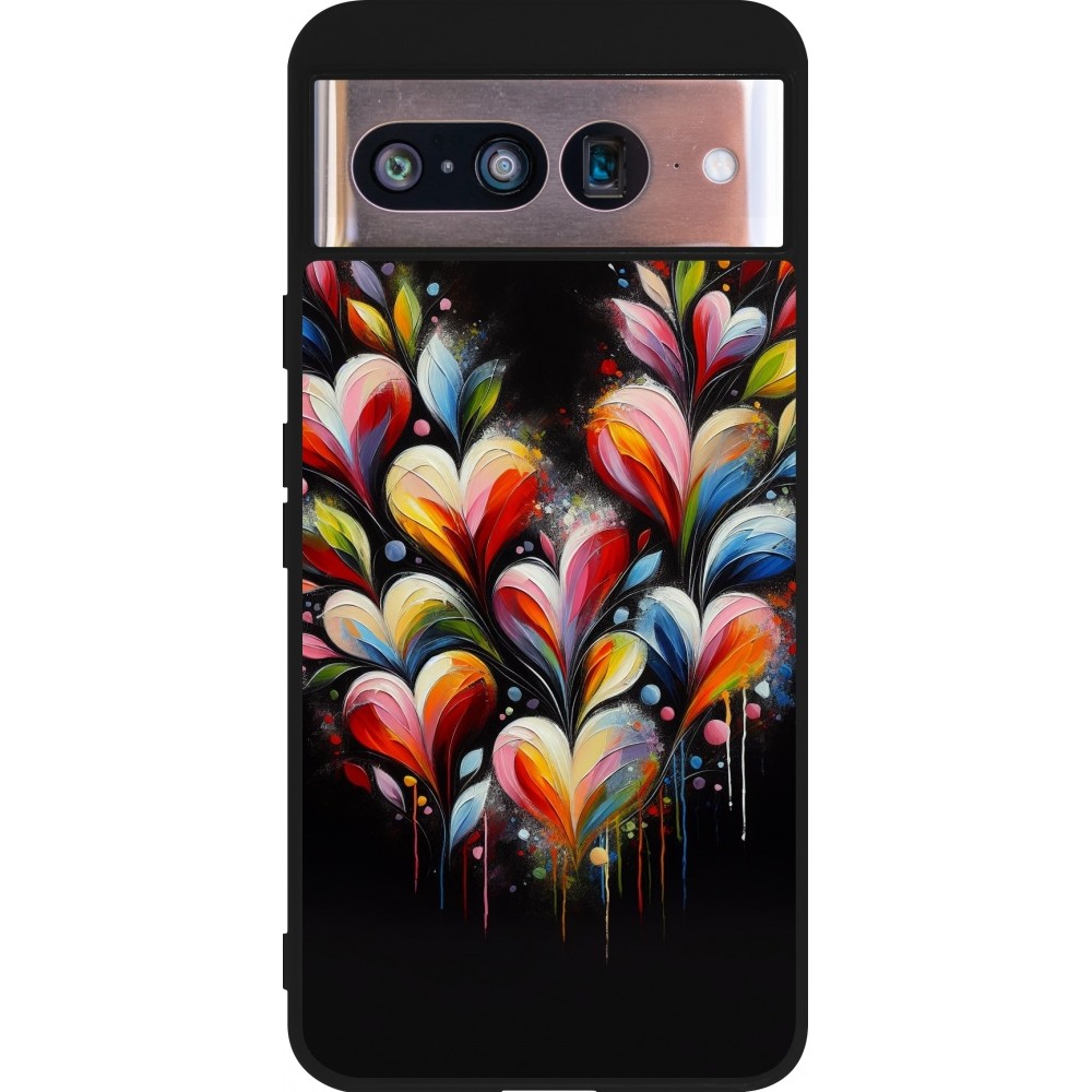 Google Pixel 8 Case Hülle - Silikon schwarz Valentin 2024 Schwarzes Herz Abstrakt