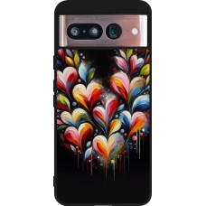 Google Pixel 8 Case Hülle - Silikon schwarz Valentin 2024 Schwarzes Herz Abstrakt