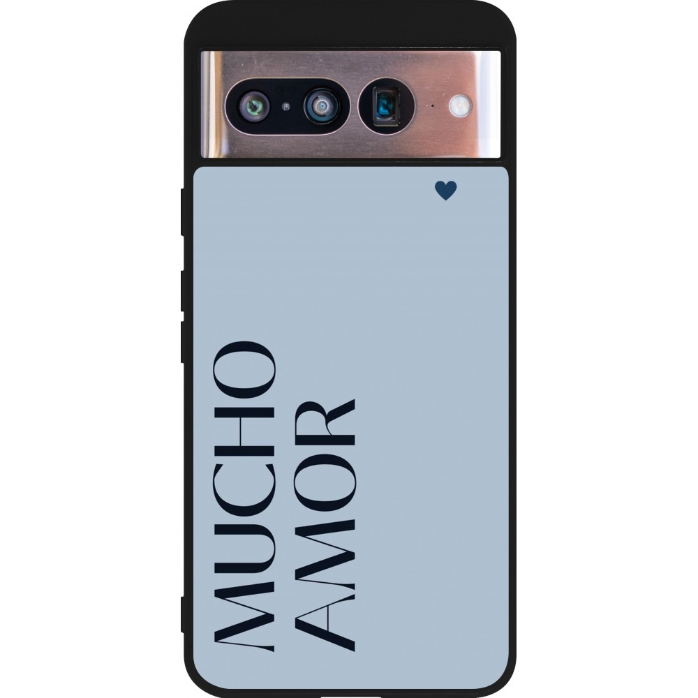 Google Pixel 8 Case Hülle - Silikon schwarz Valentine 2024 mucho amor azul