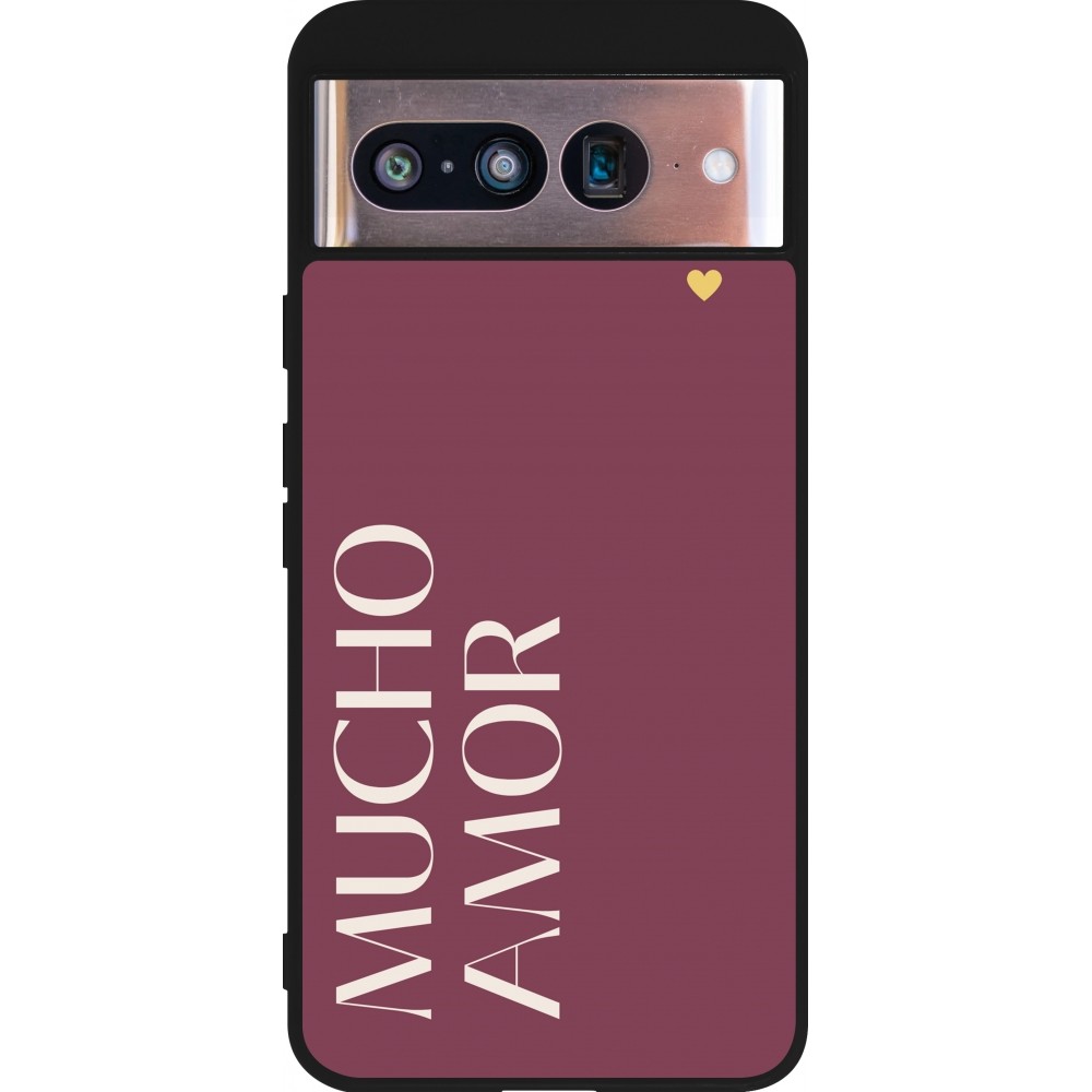 Google Pixel 8 Case Hülle - Silikon schwarz Valentine 2024 mucho amor rosado