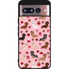 Google Pixel 8 Case Hülle - Silikon schwarz Valentine 2024 puppy love
