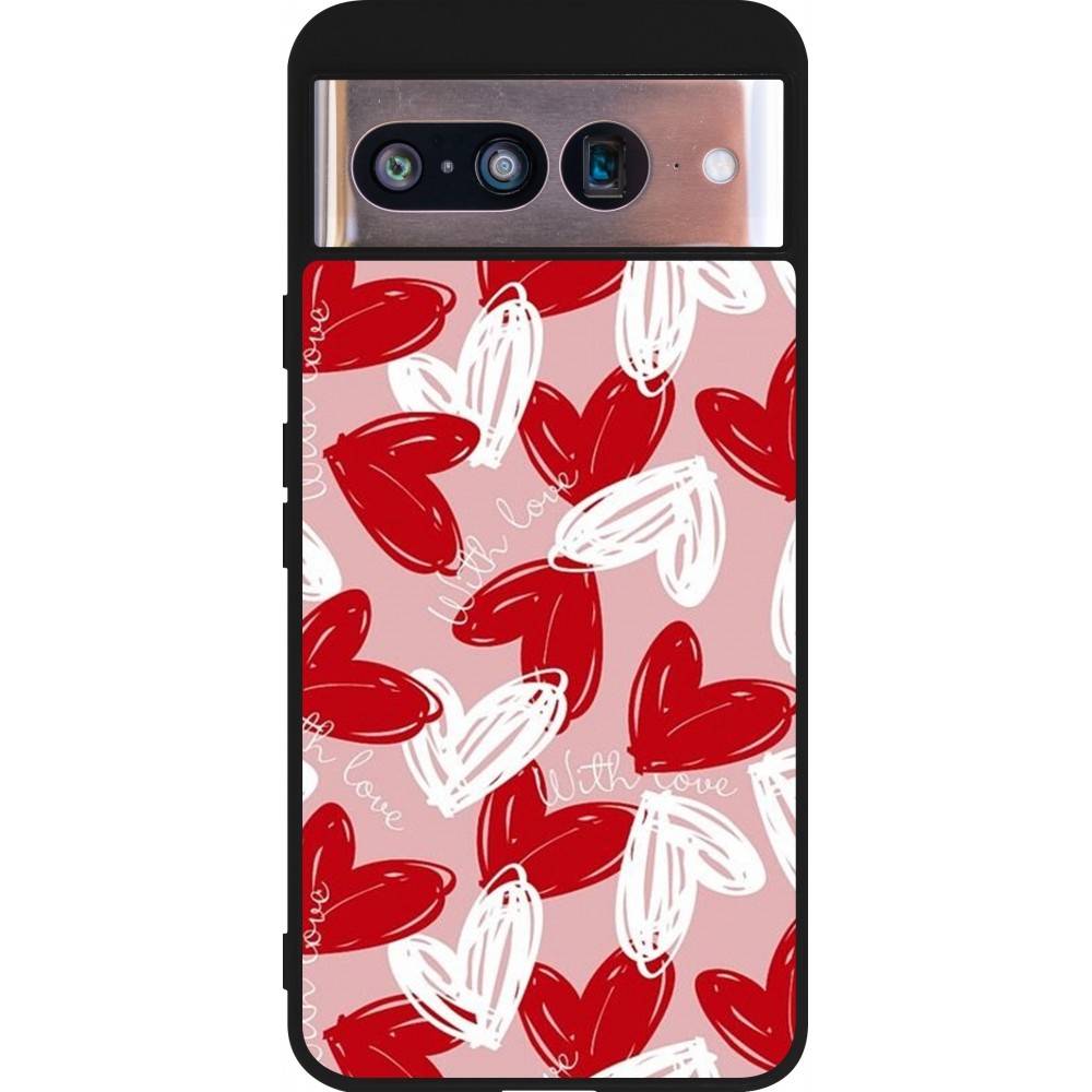 Google Pixel 8 Case Hülle - Silikon schwarz Valentine 2024 with love heart
