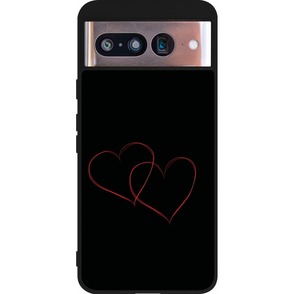 Google Pixel 8 Case Hülle - Silikon schwarz Valentine 2023 attached heart