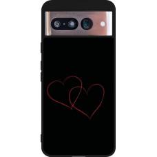 Google Pixel 8 Case Hülle - Silikon schwarz Valentine 2023 attached heart